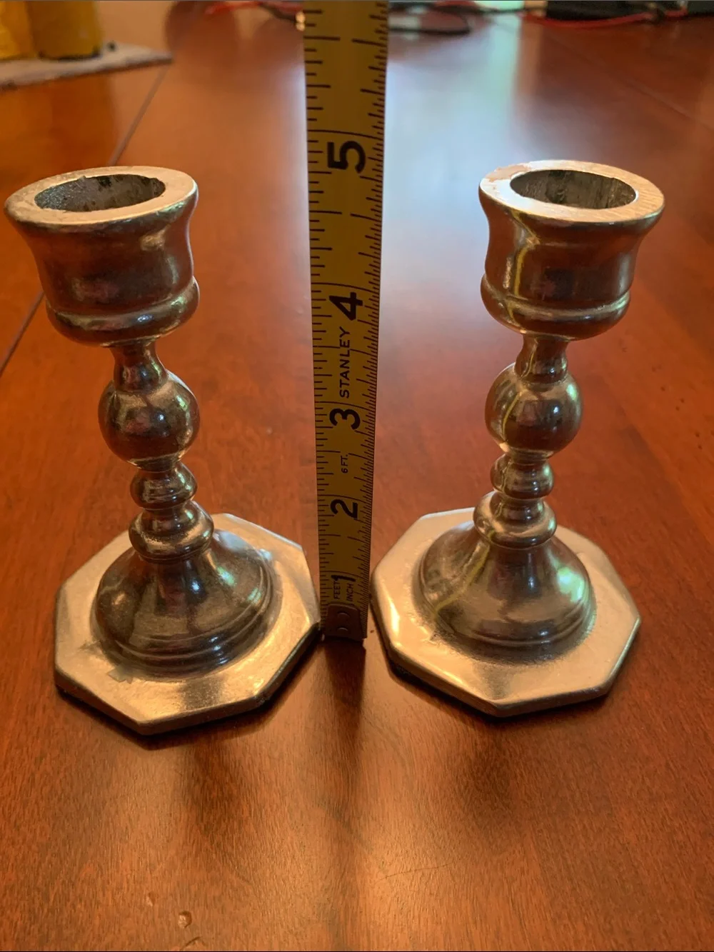 Classic Pewter Silver-Tone Pair of Candlesticks - Home Accents